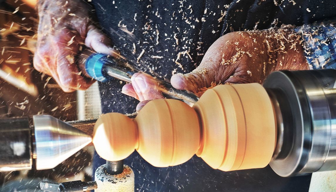 Woodturning on a lathe